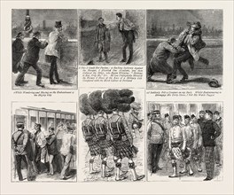 HOW HIGHLAND REGIMENTS SHOULD NOT BE RECRUITED, engraving 1884