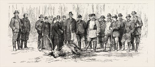 THE CZAR'S HUNTING PARTY, ENGRAVING 1884