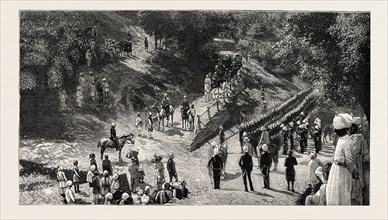Departure of the Duke and Duchess of Connaught from Murree for Cashmere, engraving 1884