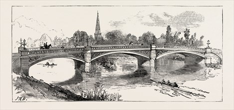 THE NEW BRIDGE BEDFORD, ENGRAVING 1884, UK, britain, british, europe, united kingdom, great