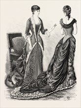 EVENING TOILETTES FASHION, ENGRAVING 1884, UK, britain, british, europe, united kingdom, great