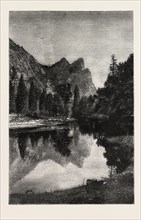 THE THREE BROTHERS, YOSEMITE VALLEY, US, USA, America, United States, ENGRAVING 1882
