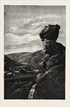 THE PULPIT ROCK IN THE ECHO CANON, US, USA, America, United States, ENGRAVING 1882