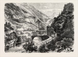 MAURICE IN THE VALAIS, SWITZERLAND, ENGRAVING 1882