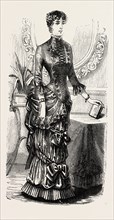 HOME DINNER TOILETTE, FASHION, ENGRAVING 1882