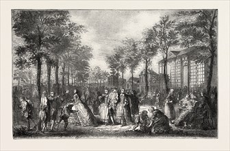 THE BOULEVARDS OF PARIS IN THE 18TH CENTURY, FRANCE, ENGRAVING 1882