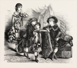 CHILDREN'S AUTUMN FROCKS, FASHION, ENGRAVING 1882