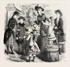 WINTER COSTUMES FOR CHILDREN, FASHION, ENGRAVING 1882