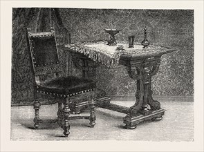 Chair and Table for Breakfast Room, FURNITURE, ENGRAVING 1882