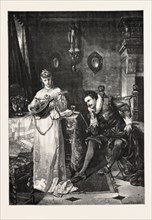 IN THE HEY-DAYS OF LOVE, PAINTING BY A. SCHROEDER,  ENGRAVING 1882