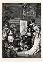 VAN DYCK PAINTING OF THE CHILDREN OF CHARLES I,  ENGRAVING 1882
