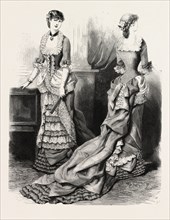 EVENING TOILETTE Front and Back,  FASHION, ENGRAVING 1882