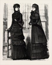 MOURNING TOILETTES,  FASHION, ENGRAVING 1882