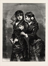 MODERN, LADIES, WOMAN, GIRL, FASHION, ENGRAVING 1882