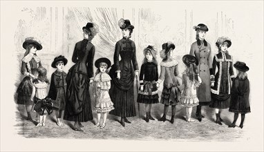 CHILDREN'S COSTUMES, FASHION, ENGRAVING 1882