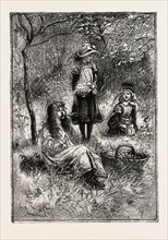 Gathering the Dandelions, ENGRAVING 1882