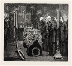 THE ROYAL PARTY IN THE MORTUARY CHAPEL AT WOOLWICH, FUNERAL OF THE LATE PRINCE LOUIS NAPOLEON,