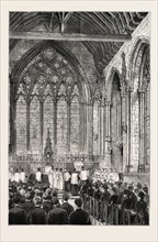CHAPEL OF ST. ETHELDREDA, ELY CHAPEL, HOLBORN, LONDON, U.K., ENGRAVING 1879, UK, britain, british,
