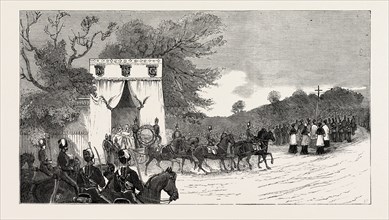 THE PROCESSION LEAVING CAMDEN HOUSE FOR ST. MARY'S CHURCH, THE FUNERAL OF PRINCE LOUIS NAPOLEON,