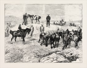 THE LATE PRINCE LOUIS NAPOLEON, RECOVERY OF THE BODY IN THE VALLEY OF ILYOTOZI, ENGRAVING 1879