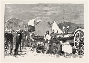 NONCHASINI LAAGER, THE ZULU WAR, ENGRAVING 1879