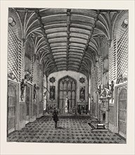 WINDSOR CASTLE: THE GUARD CHAMBER, UK, 1851 engraving