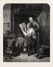 THE COPPERSMITH AND HIS WIFE, PAINTED BY SCHLEISNER, 1851 engraving