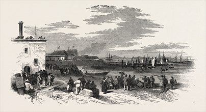 DEPARTURE OF THE DEPUTATION FROM CAPE TOWN FOR ENGLAND, SOUTH AFRICA, 1851 engraving