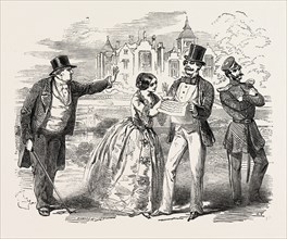 SCENE FROM THE NEW COMEDY OF THE OLD LOVE AND THE NEW, AT DRURY LANE THEATRE, LONDON, UK, 1851