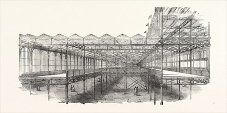 GREAT EXHIBITION BUILDING, THE CRYSTAL PALACE, SECTIONAL VIEW OF GALLERIES, LONDON, UK, 1851