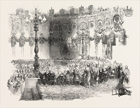 THE BANQUET IN THE KING'S ROOM, MANSION HOUSE DUBLIN, IRELAND, 1851 engraving
