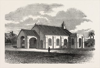 CHURCH LATELY BUILT AT VIZIANAGRAM, MADRAS, INDIA, 1851 engraving
