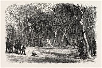 FOOT RACE AT BAYSWATER, LONDON, UK, 1851 engraving
