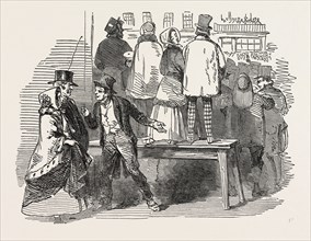 OPENING OF PARLIAMENT: SKETCH FROM THE LINE OF THE PROCESSION, STANDS TO LET, LONDON, UK, 1851