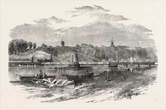 RYE SWING BRIDGE, ON THE SOUTH EASTERN RAILWAY, UK, 1851 engraving