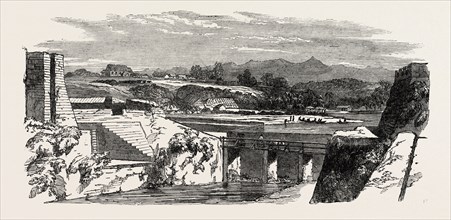 CANAMORE, PART OF THE FORT, THE CHURCH, AND COORG HILLS, 1851 engraving