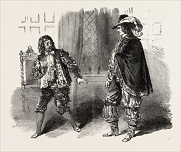 SCENE FROM PRESENTED AT COURT, AT THE HAYMARKET THEATRE, LONDON, UK, 1851 engraving