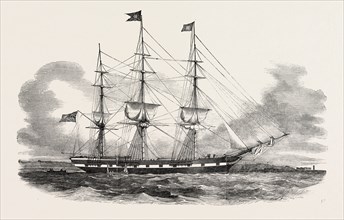 THE SHIP HIBERNIA, BUILT AT QUEBEC, CANADA, 1851 engraving