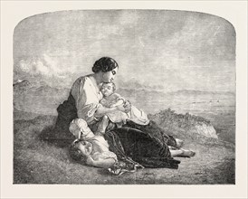 THE NEAPOLITAN FISHERMAN'S FAMILY, PAINTED BY RIEDEL, 1851 engraving