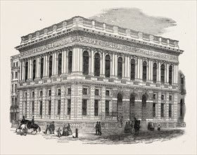EXTERIOR OF THE ARMY AND NAVY CLUB HOUSE, PALL MALL, LONDON, UK, 1851 engraving