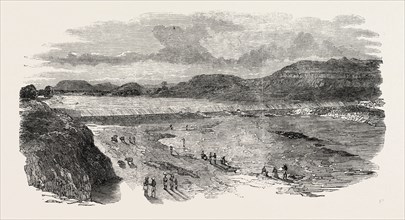 THE JAMSETJEE BUND, POONAH, PUNE, AFTER A FRESH, INDIA, 1851 engraving