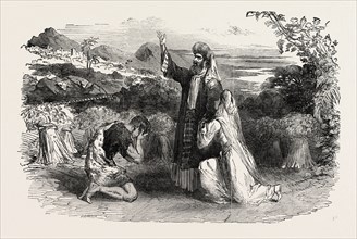 SCENE FROM AZAEL THE PRODGIAL, AT DRURY LANE THEATRE, LONDON, UK, 1851 engraving