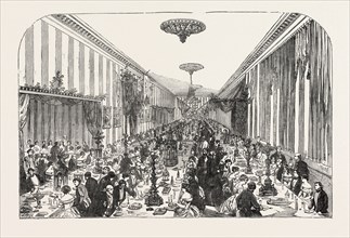 FREEMASONS BALL AND SUPPER, AT WORCESTER, UK, 1851 engraving