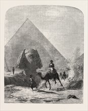 NAPOLEON IN EGYPT (FORTY CENTURIES LOOK DOWN UPON HIM) PAINTED BY KARL GIRARDET, 1851 engraving