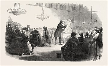 MEETING FOR THE REPEAL OF THE TAXES ON KNOWLEDGE, AT ST. MARTIN'S HALL, LONG ACRE, LONDON, UK, 1851