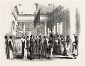 INTERVIEW OF THE NEW GOVERNOR OF CEYLON WITH THE NATIVE CHIEFS, AT KANDY, SRI LANKA, 1851 engraving