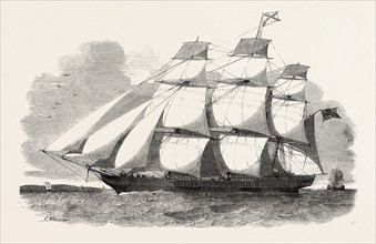 THE ABERGELDIE, ABERDEEN CLIPPER IS A SHIP OF 600 TONS, 1851 engraving