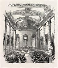 GRAND MUSICAL PERFORMANCE IN THE THEATRE OF TRINITY COLLEGE, DUBLIN, IRELAND, 1851 engraving