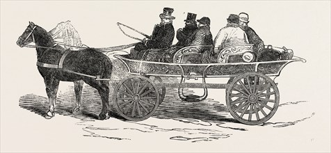 TRAVELLING CARRIAGE, DENMARK, 1851 engraving