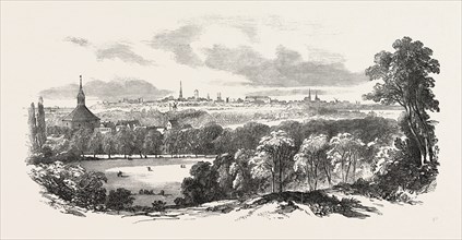 COPENHAGEN, FROM FREDERICKSBURG, DENMARK, 1851 engraving